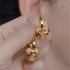 Dainty Floral Pearl Drop Earrings