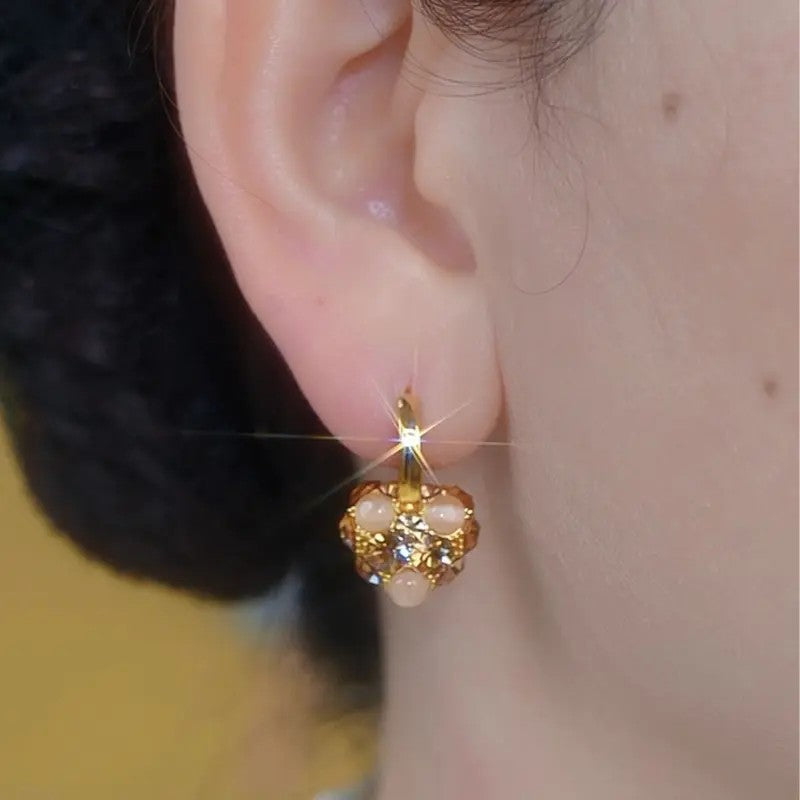 Dainty Floral Pearl Drop Earrings