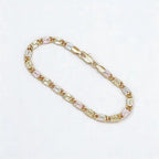Tri Color Engraved Link Bracelet