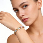 Tri Color Engraved Link Bracelet