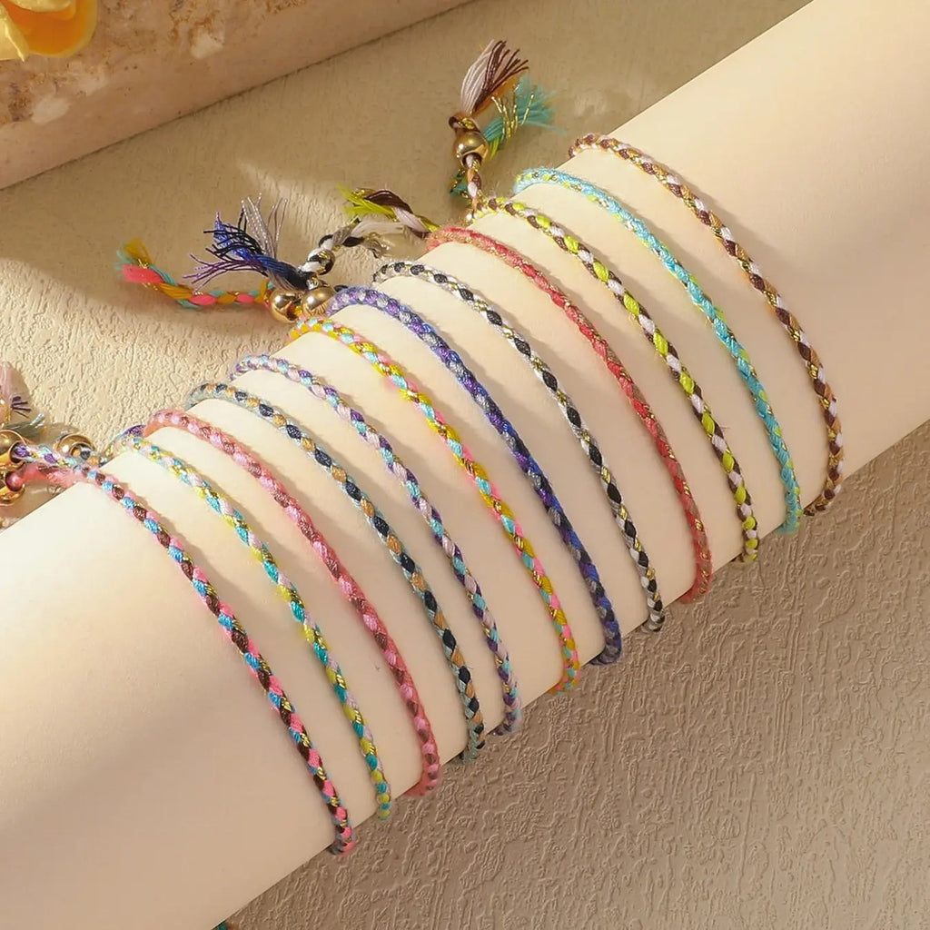 12pc Rainbow Braided Bracelet Stack
