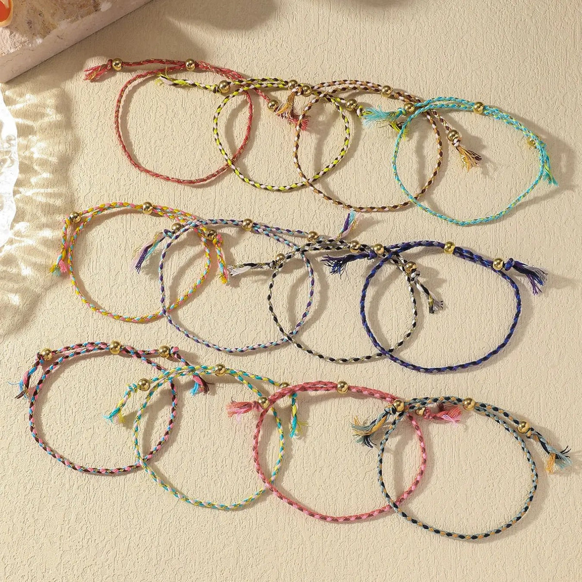12pc Rainbow Braided Bracelet Stack