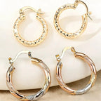 2pc Twisted Textured Hoop Earring Set