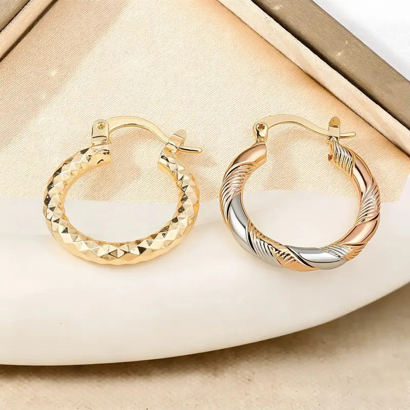 2pc Twisted Textured Hoop Earring Set