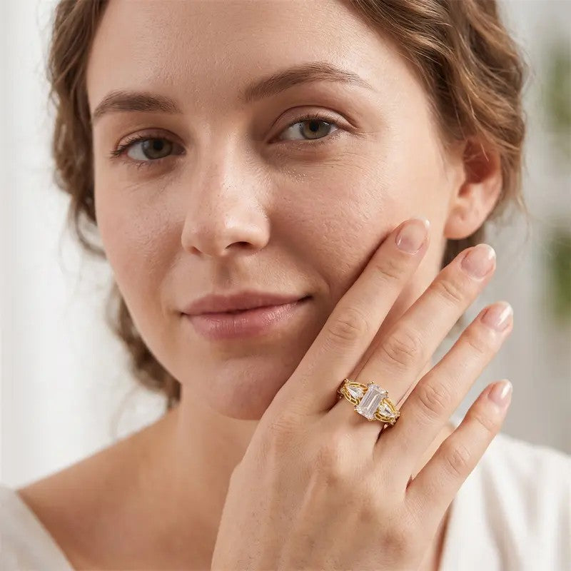 Elegant Moissanite Lattice Ring
