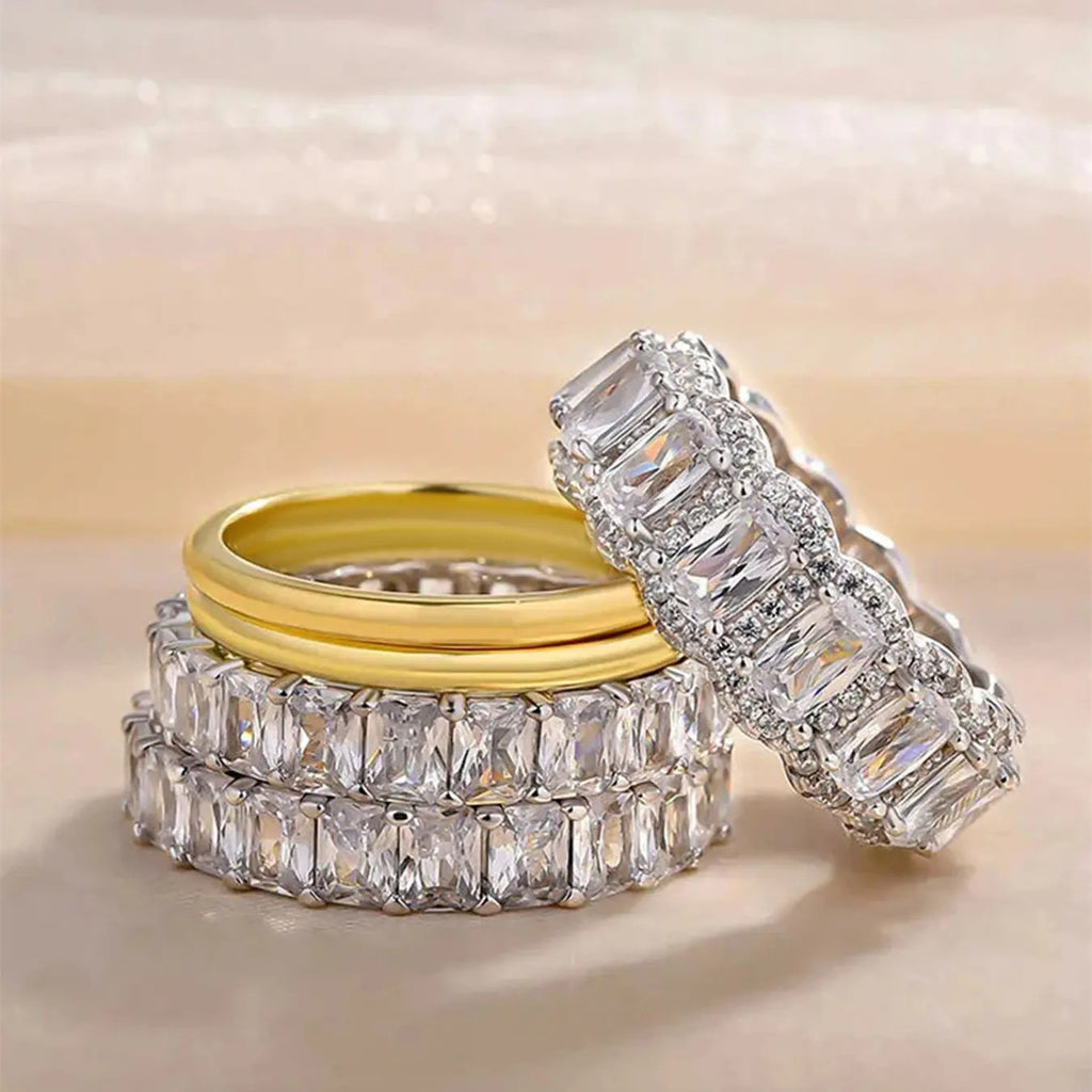 Elegant Pave Gemstone Ring Stack