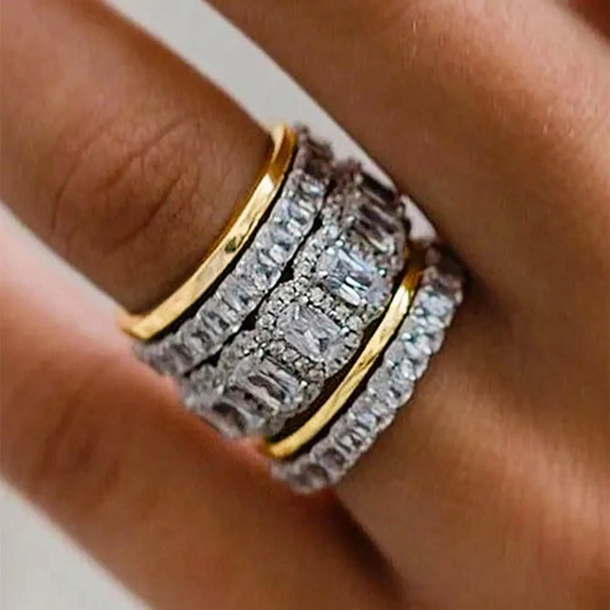 Elegant Pave Gemstone Ring Stack