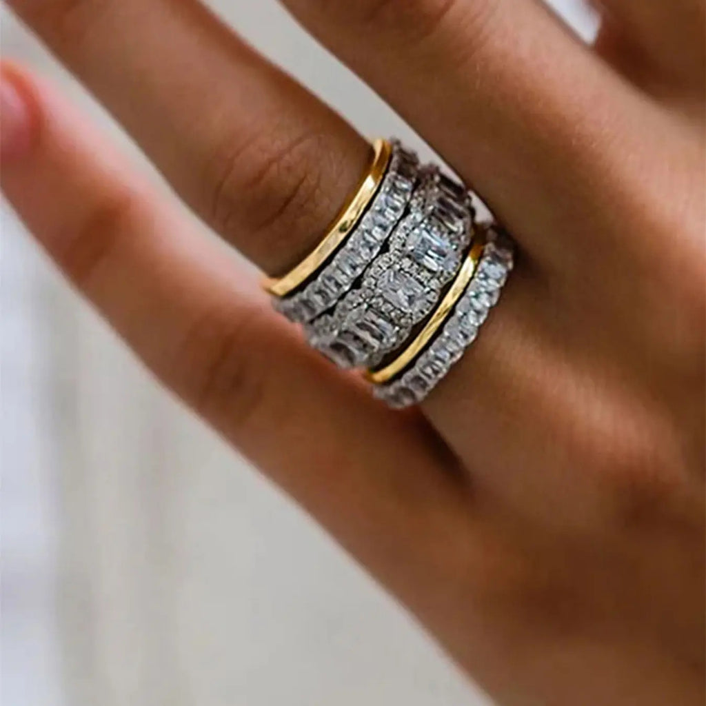 Elegant Pave Gemstone Ring Stack