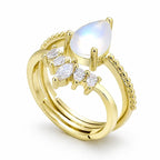 Elegant Teardrop Gemstone Stacking Ring Set