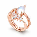 Elegant Teardrop Gemstone Stacking Ring Set