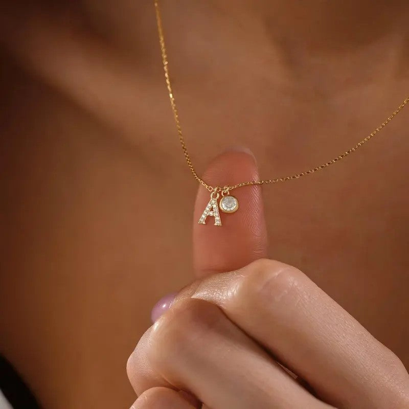 Dainty Pave Initial Letter Necklace