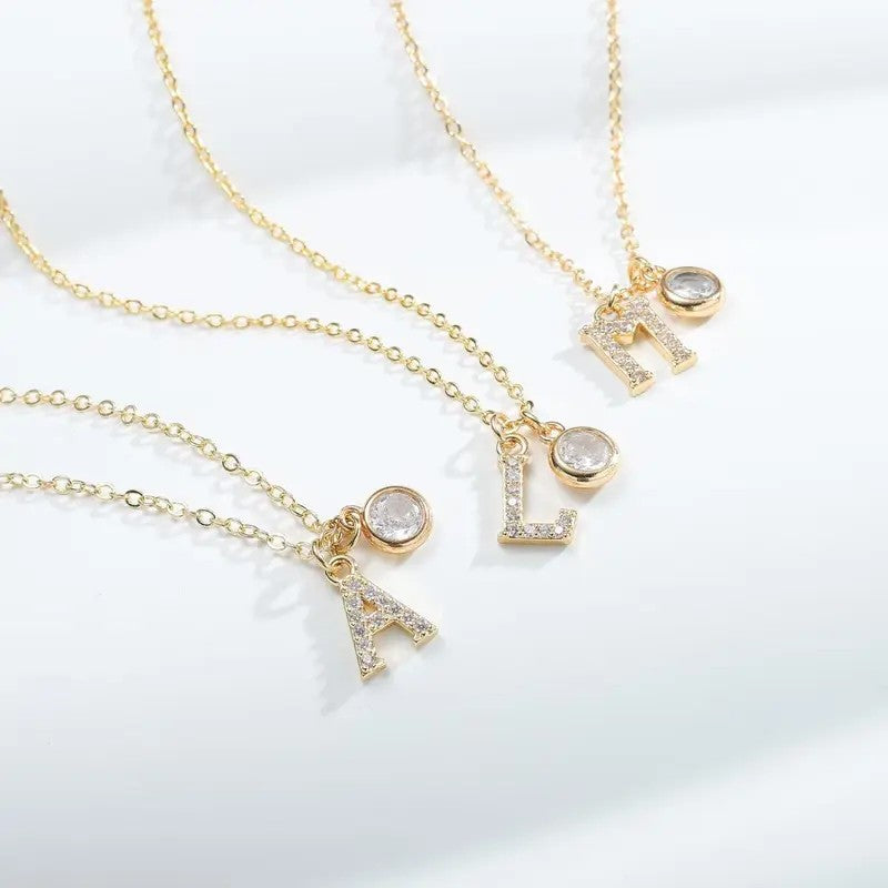 Dainty Pave Initial Letter Necklace