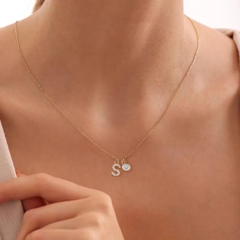 Dainty Pave Initial Letter Necklace