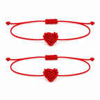 2pc Woven Heart Bracelet Set