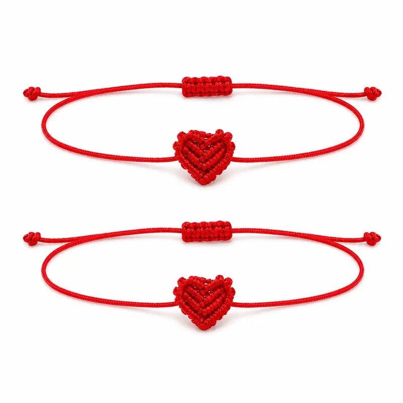 2pc Woven Heart Bracelet Set