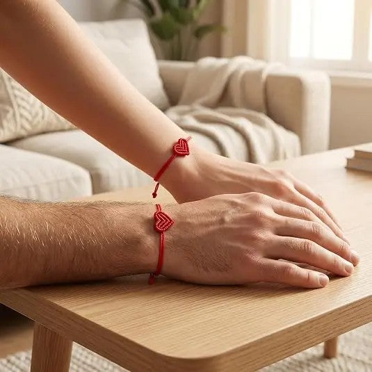 2pc Woven Heart Bracelet Set