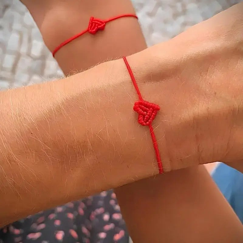 2pc Woven Heart Bracelet Set