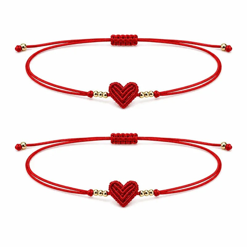 2pc Woven Heart Bracelet Set