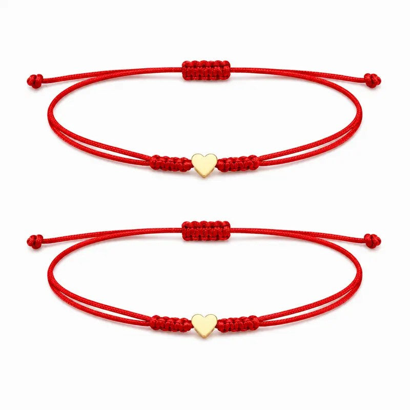 2pc Woven Heart Bracelet Set