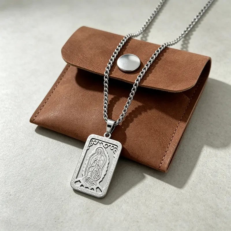 Elegant Virgin Mary Rectangle Necklace