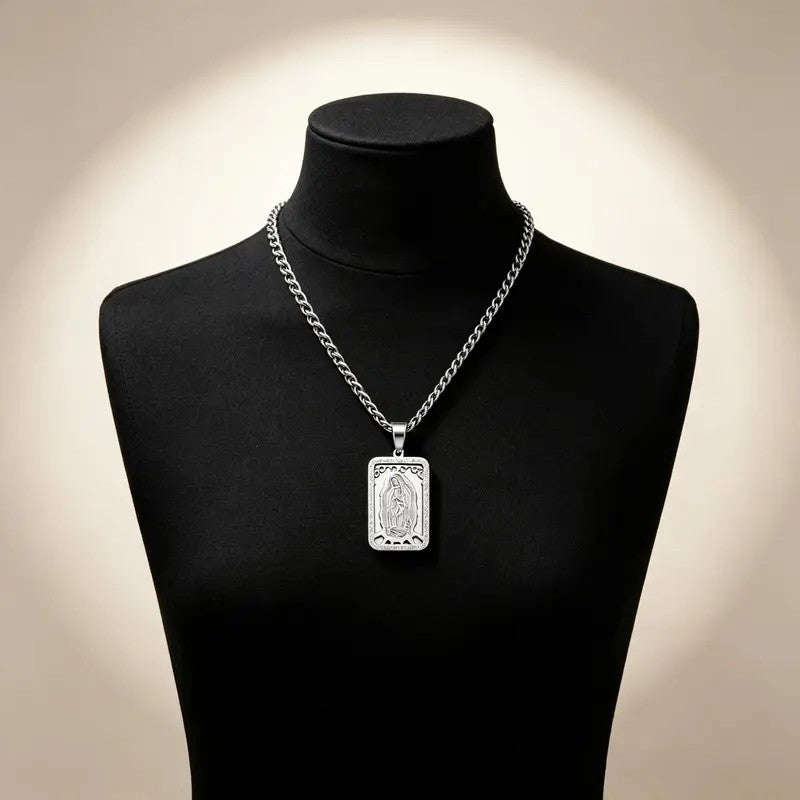 Elegant Virgin Mary Rectangle Necklace