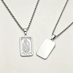 Elegant Virgin Mary Rectangle Necklace