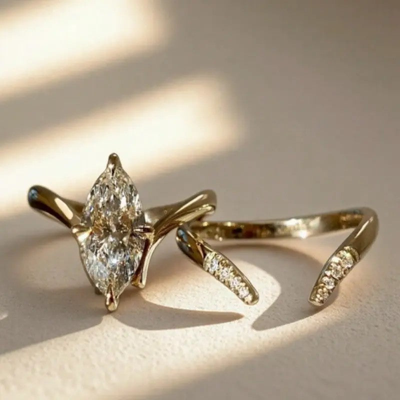 Elegant Marquise Split Band Ring Set