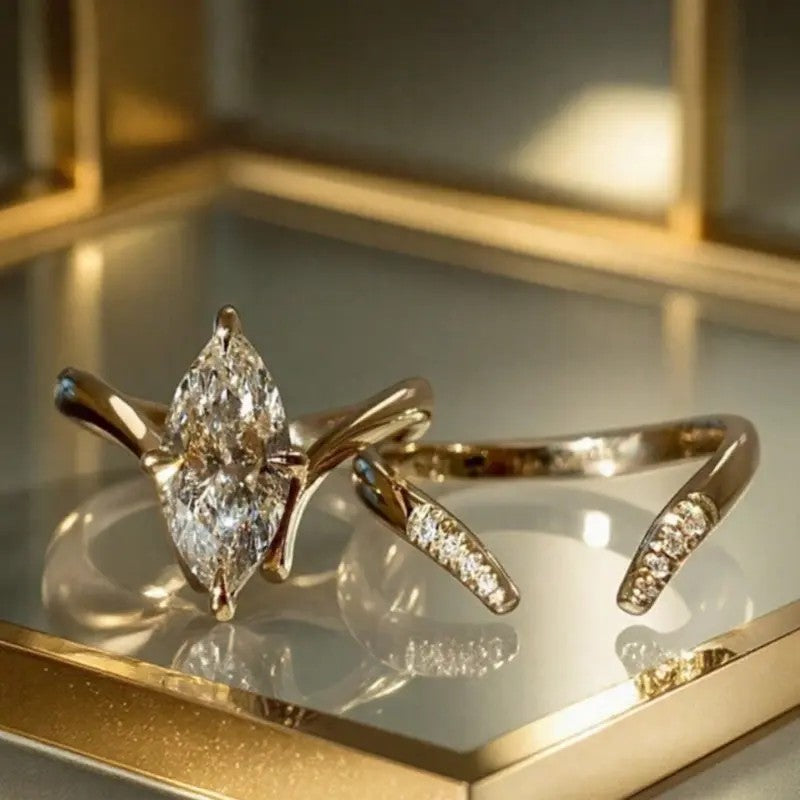 Elegant Marquise Split Band Ring Set