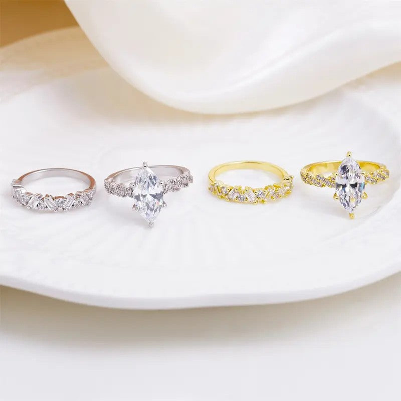 Elegant Marquise Gemstone Ring Set