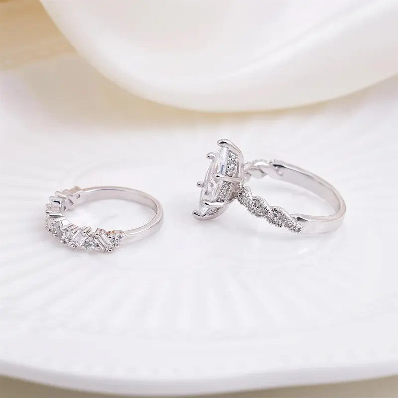 Elegant Marquise Gemstone Ring Set