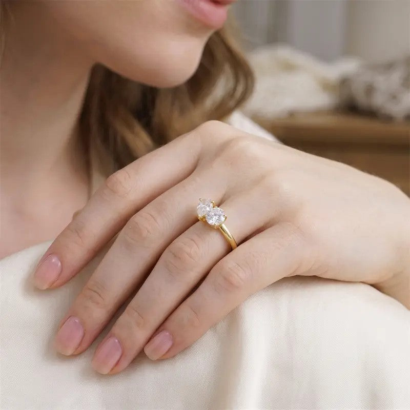 Elegant Two Stone Moissanite Ring