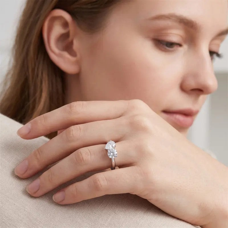 Elegant Two Stone Moissanite Ring