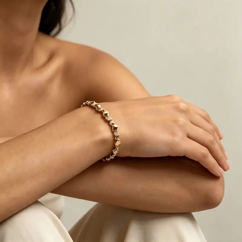 Dainty Pave Square Link Bracelet