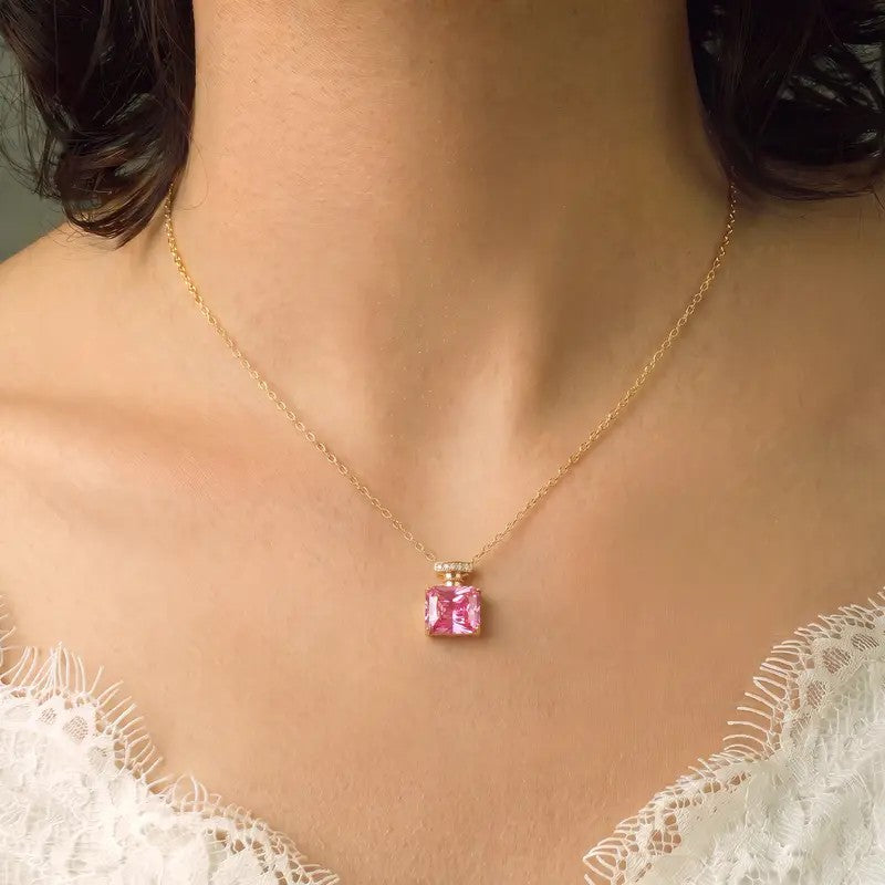 Color Change Square Gemstone Necklace