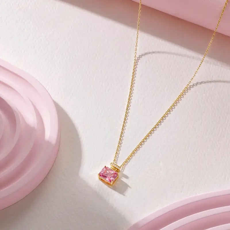 Color Change Square Gemstone Necklace