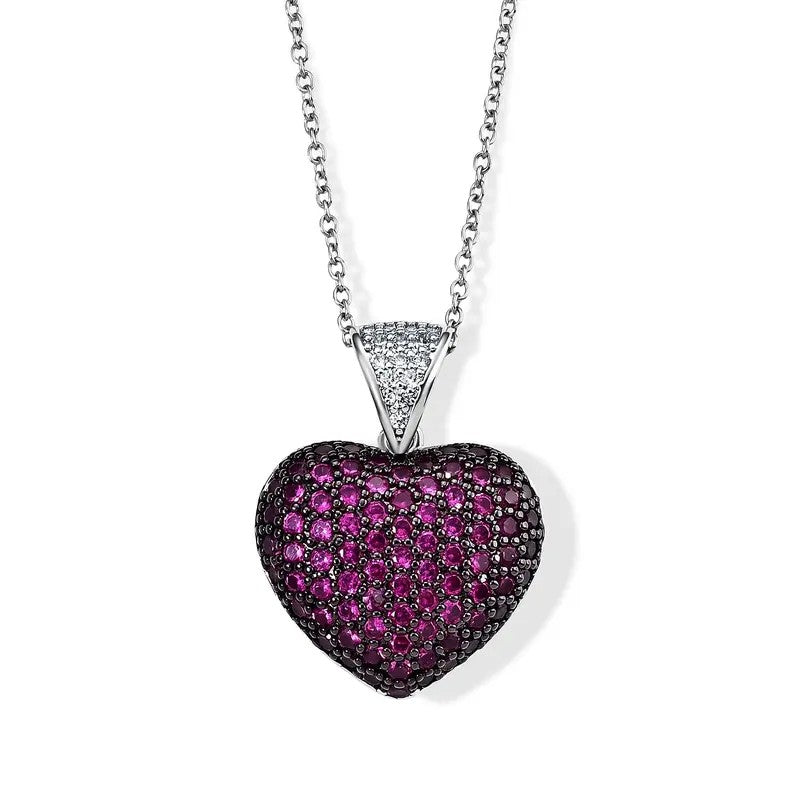 Bold Ruby Heart Pendant Necklace