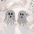 Whimsical Rhinestone Ghost Stud Earrings
