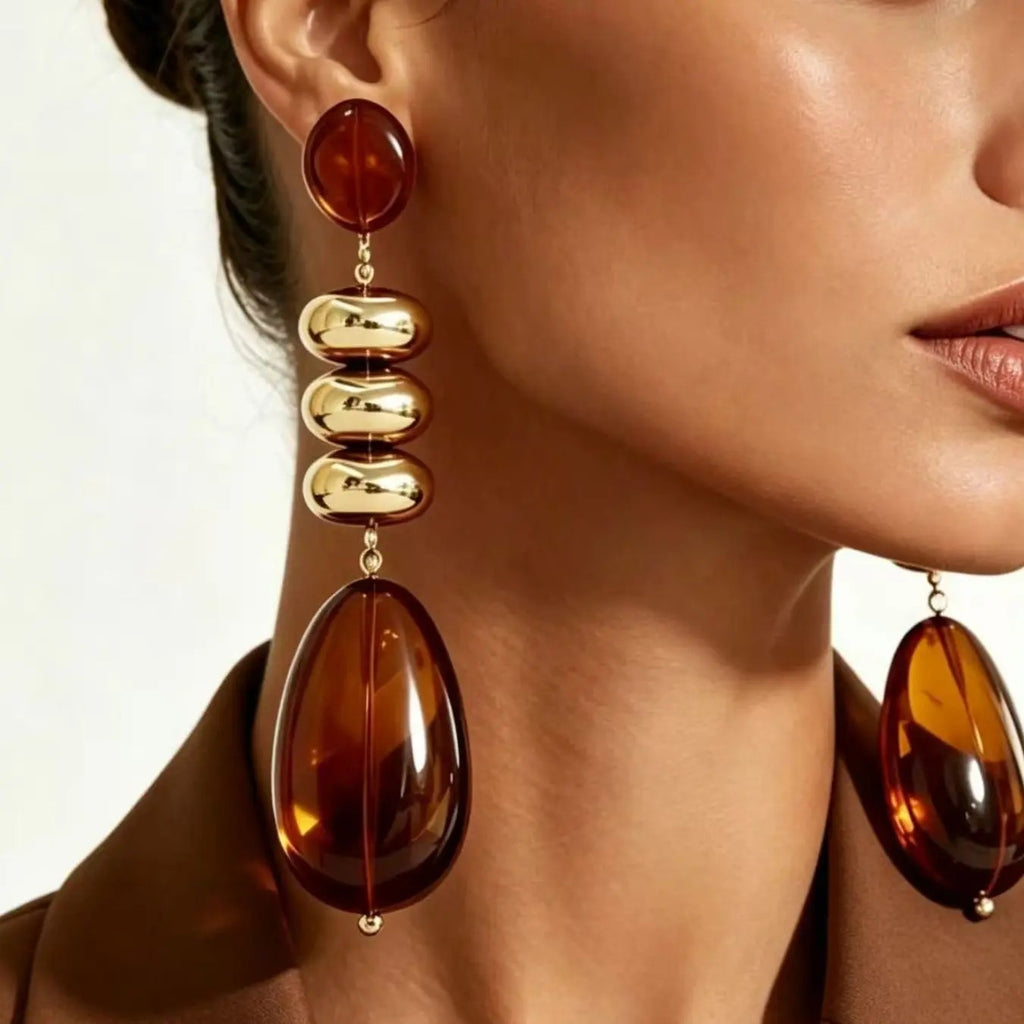 Amber Geometric Drop Earrings