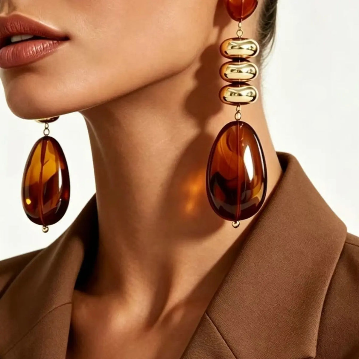 Amber Geometric Drop Earrings