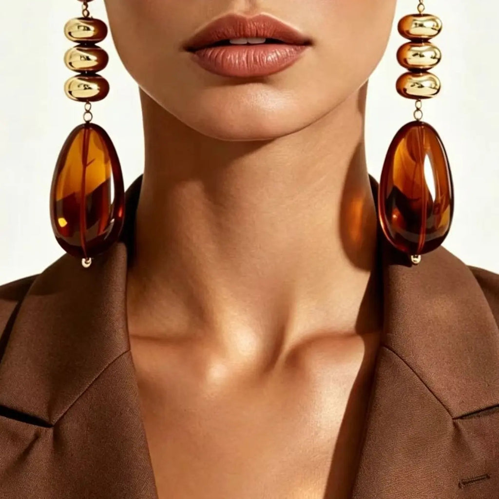 Amber Geometric Drop Earrings