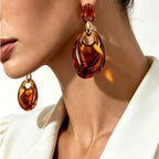 Elegant Geometric Amber Drop Earrings