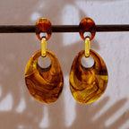 Elegant Geometric Amber Drop Earrings