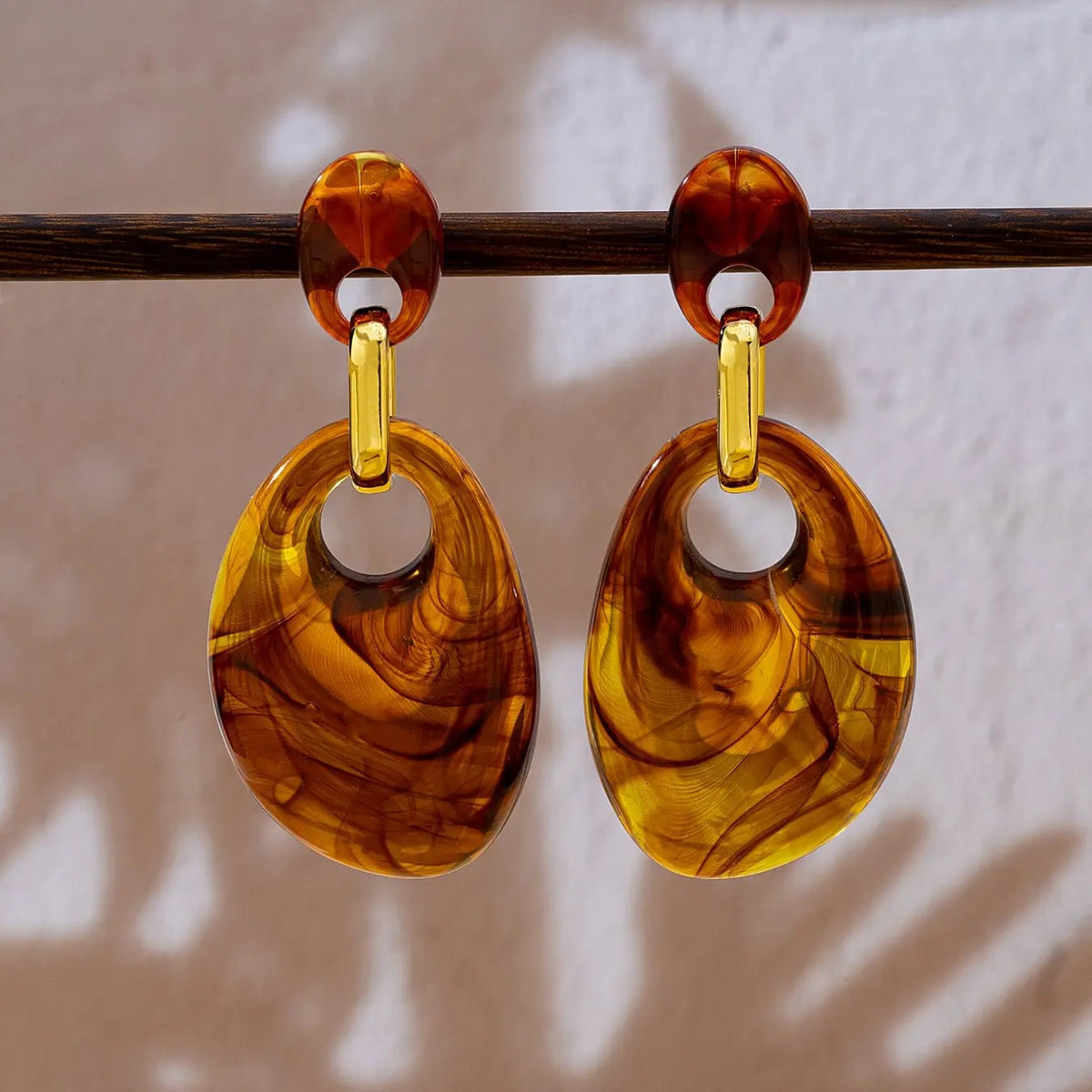 Elegant Geometric Amber Drop Earrings
