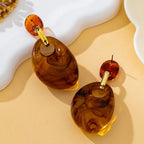 Elegant Geometric Amber Drop Earrings