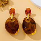 Elegant Geometric Amber Drop Earrings