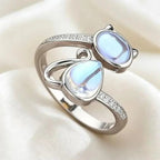 Whimsical Cat Moonstone Ring