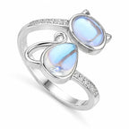 Whimsical Cat Moonstone Ring