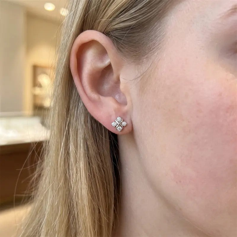 Elegant Moissanite Cross Stud Earrings