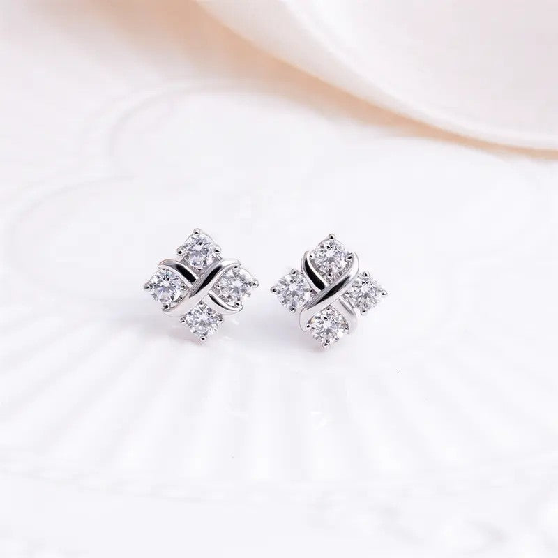 Elegant Moissanite Cross Stud Earrings