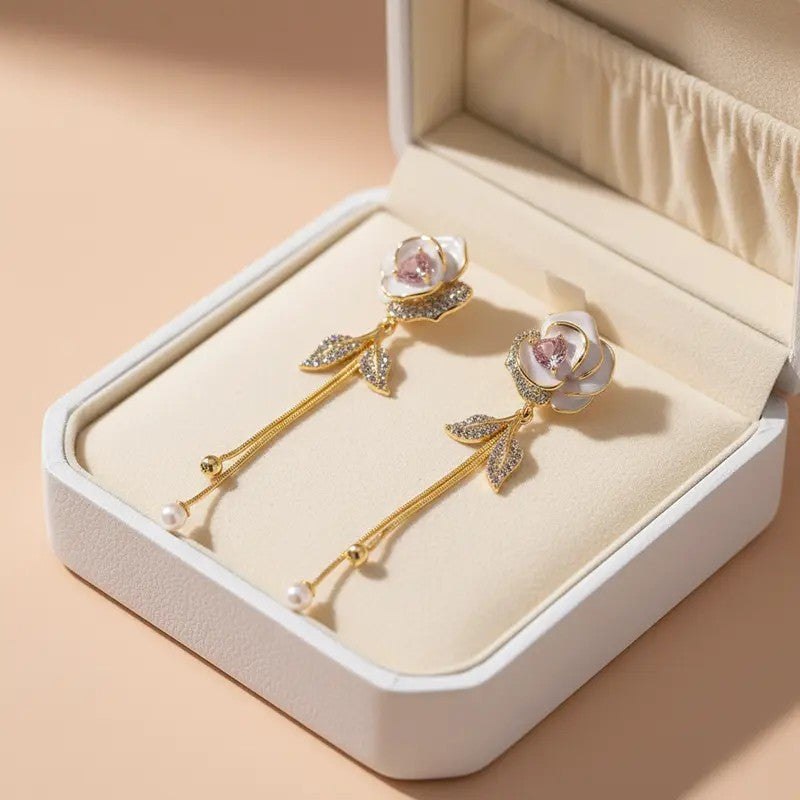 Romantic Floral Tassel Drop Earrings